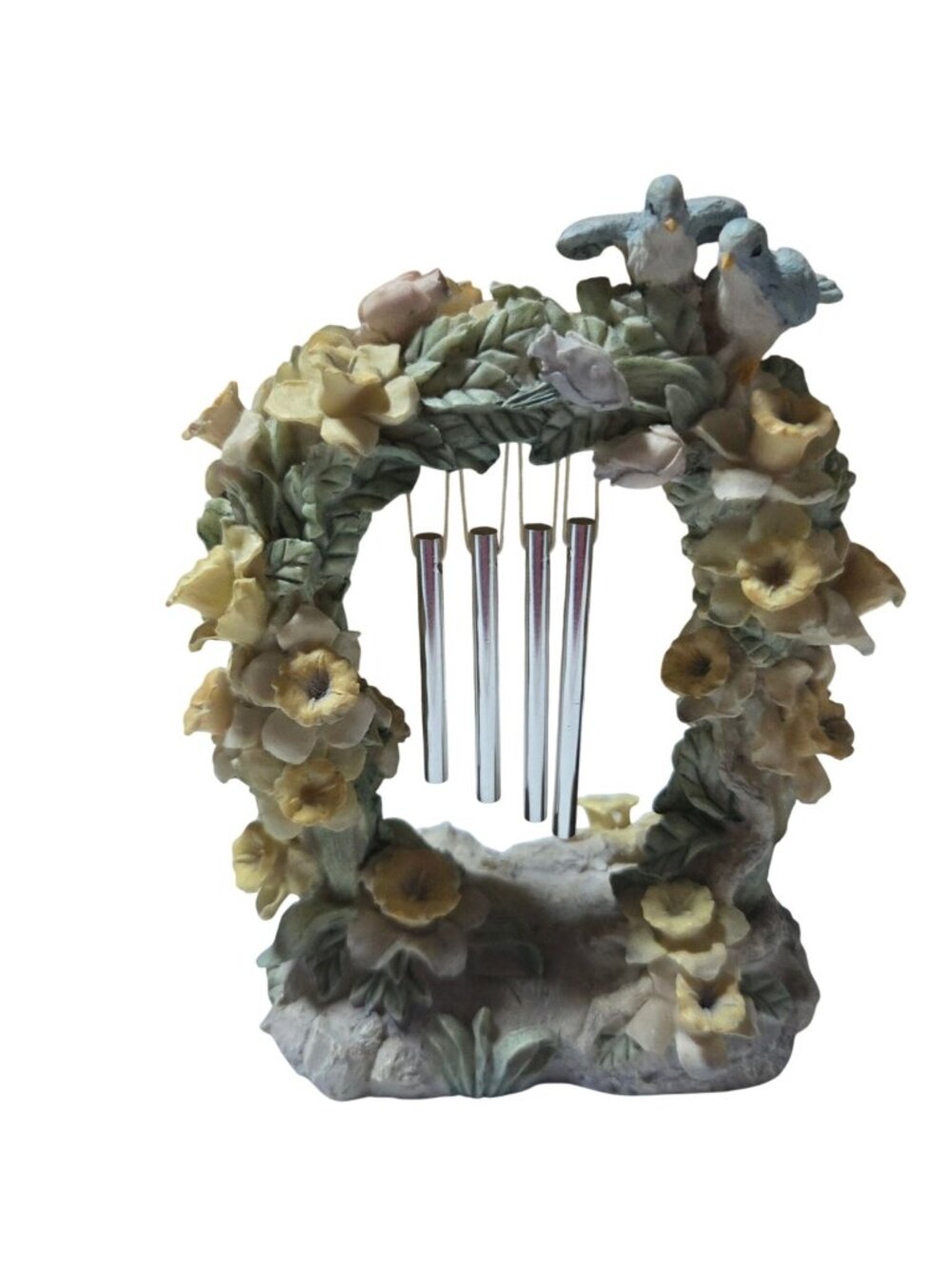 Vintage Avon Floral Birds Wind Chime Flower Design Blue Birds Spring Decor